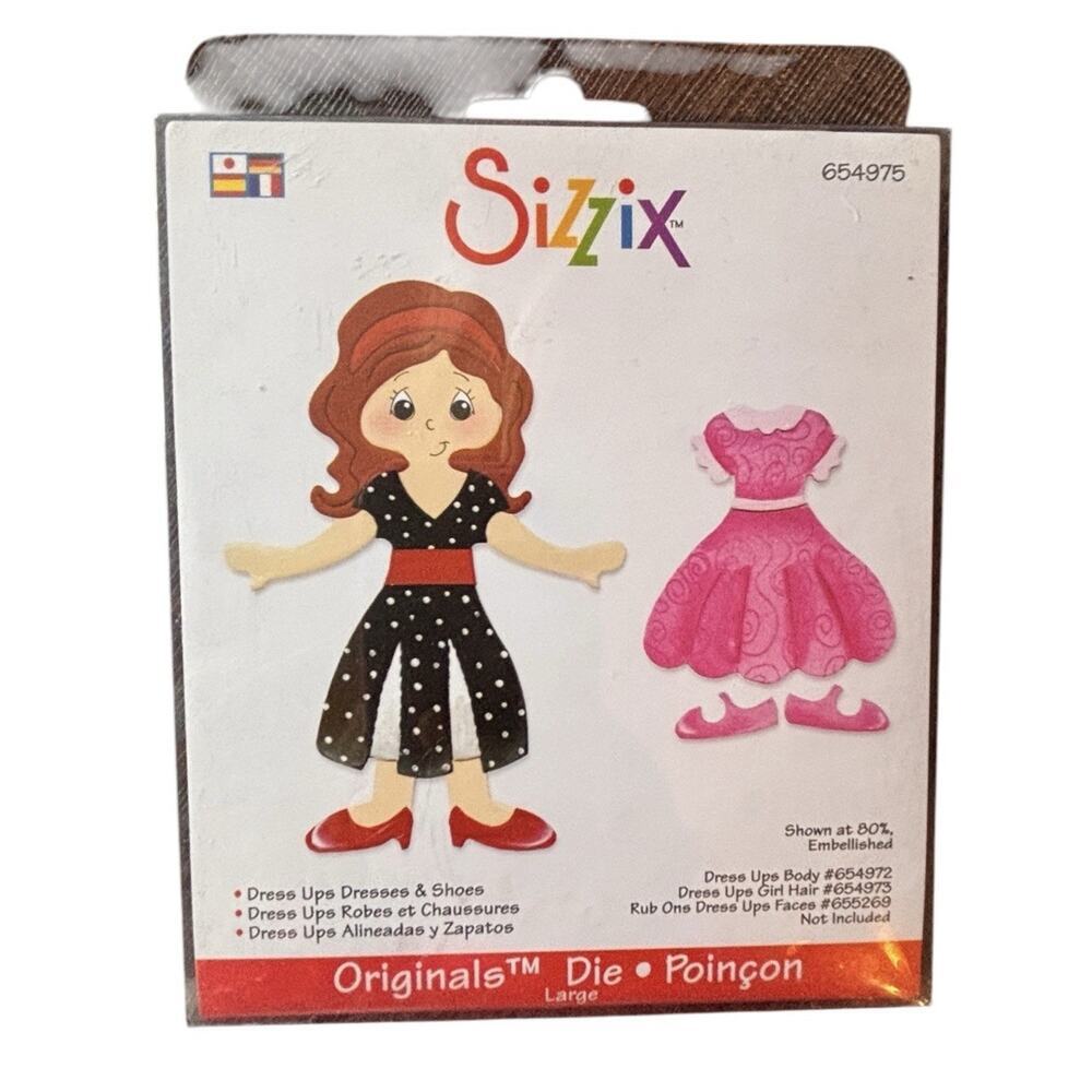 Sizzix Dress Up Doll & Pink Dress Die Cut Set - Black, Pink, Red, Cream